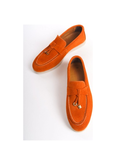 Mubiano Hakiki Deri Collection Kadın Süet Loafer & Babet Oranj -mckry1410-orj Oranj