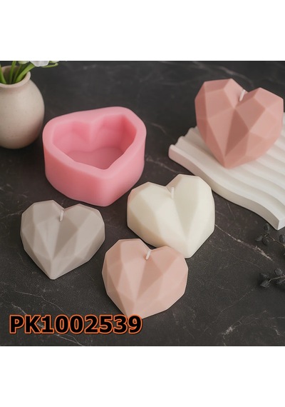 Pk1002539 - Silikon Kalıp Mum Kalıbı Geometrik Orta Boya Kalp Renksiz