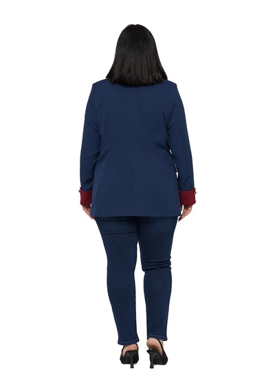 Disentis Büyük Beden Manşeti Kumaş Garnili Düğme Detaylı Astarlı Lacivert Bordo Blazer Ceket Lacivert Bordo Disentis Büyük Beden Manşeti Kumaş Garnili Düğme Detaylı Astarlı Lacivert Bordo Blazer Ceket Lacivert Bordo