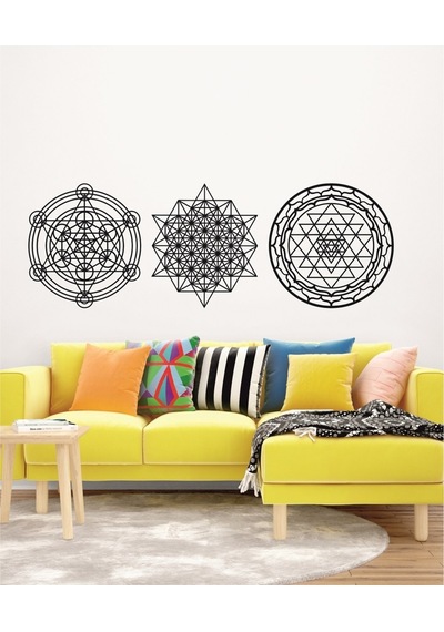 Tetrahedron, Metatron Cube, Sri Yantra, Duvar Süsü Duvar Dekoru, Üçlü Tablo.metal Değildir.