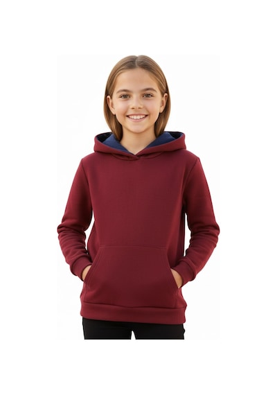 Kız Çocuk Bordo Kapüşonlu Cepli 3 İplik Sweatshirt Bgl-st04998 Bordo