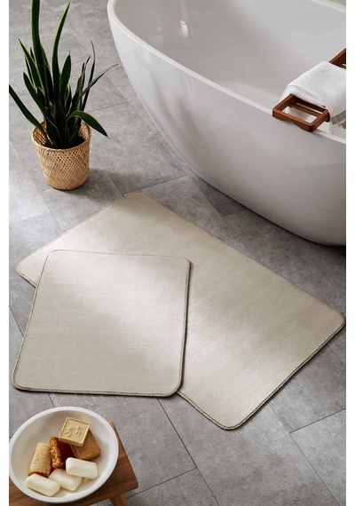 Simple 2'li Banyo Paspası Bej
