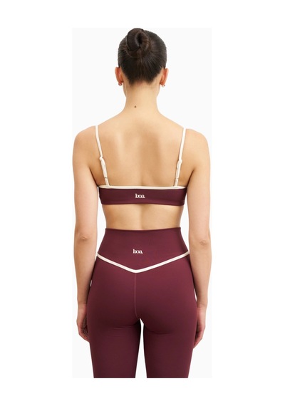 Because Of Alice Base Contrast Trim Leggings Yüksek Bel Şekillendirici Kadın Tayt Bordo