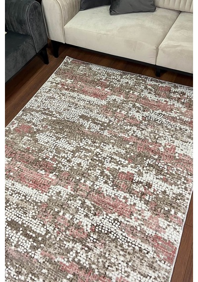 Burçe Gül Renkli Altı Kaymaz Yıkanabilir Halı-364 Pembe