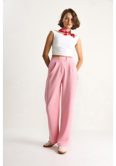 Shade Kadın Beli Cırtlı Rahat Palazzo Pantolon 3826 60261150 - Toz Pembe