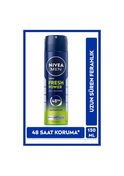 Men Erkek Sprey Deodorant Fresh Power 150ml, 48 Saat Ter Koruması, Uzun Süren Ferahlık