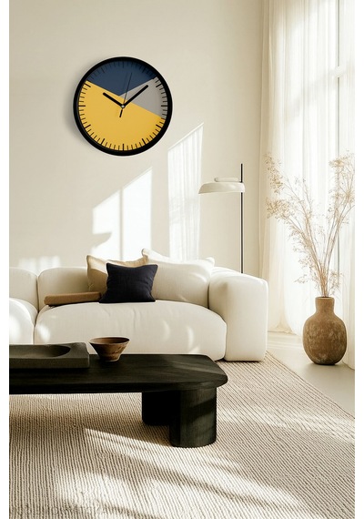 Modern Tasarım Duvar Saati - 25cm - Önü Camlı Siyah Kasa - Sessiz Mekanizma-jh0608 Siyah