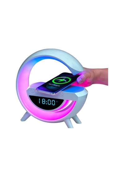 Rgb Işıklı Kablosuz Şarjlı Bluetooth Hoparlörlü Dijital Saat Ve Alarm Özellikli Masa Lambası