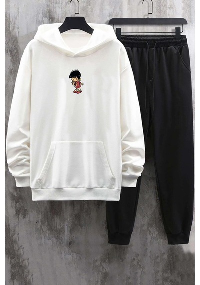 Uyguntarz Unisex Chen Üzümlü Kekim Eşofman Takımı Beyaz