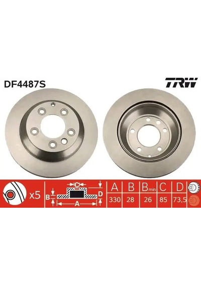 Porsche Cayenne Arka Fren Diski 2004-2017 Trw Df4487s 2adettir