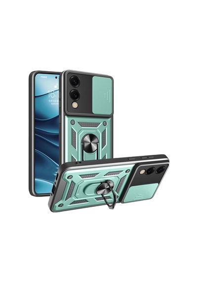 Samsung Galaxy  Uyumlu,  S25 Edge Pars Lens Yüzüklü Silikon - Yeşil