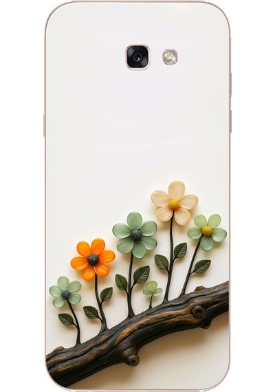 Samsung Galaxy A7 2017 Uyumlu Dalda Açan Çiçekler Baskılı Silikon Kılıf Renkli
