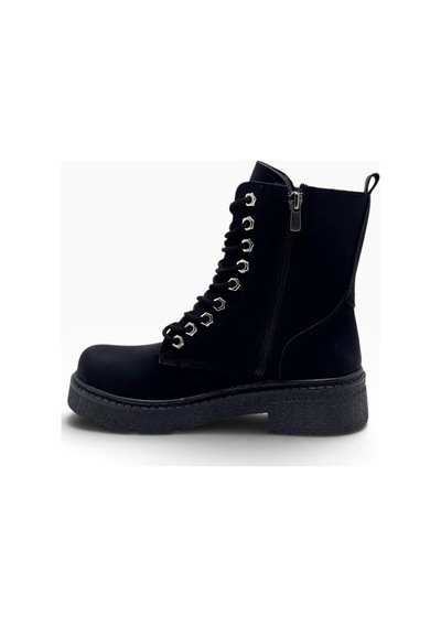 C-shoes Sl1508-27 Yağlı Deri Anatoik Bağcıklı Fermuarlı Kadın Bot Siyah
