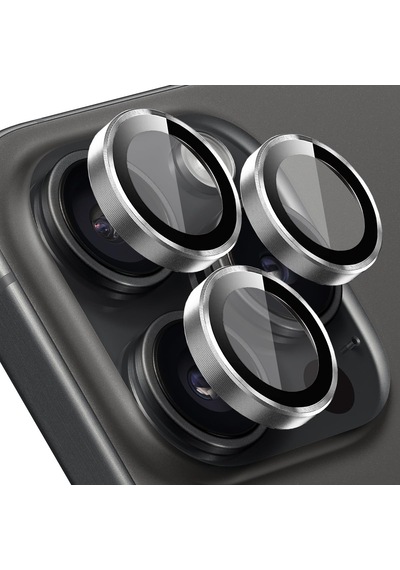 Buff Labs Buff Apple iPhone Uyumlu 15 Pro / 15 Pro Screen Protector 9h Safir Cam Kamera Metal Lens Koruyucu Gümüş Sku: Mır8690010119476