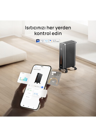 621s 2000w Akıllı Yağlı Radyatör, 21 Kanatlı, Wi-fi, Kumanda, 3 Kademe, Sessiz Ve Devrilme Emniyetli