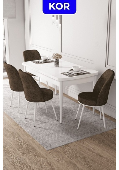 Canisa Kor Serisi 70x114 Açılabilir Mutfak Masası Takımı Beyaz Masa 4 Kahverengi Sandalye Masa Beyaz Sandalyeler Kahverengi Canisa Kor Serisi 70x114 Açılabilir Mutfak Masası Takımı Beyaz Masa 4 Kahverengi Sandalye Masa Beyaz Sandalyeler Kahverengi