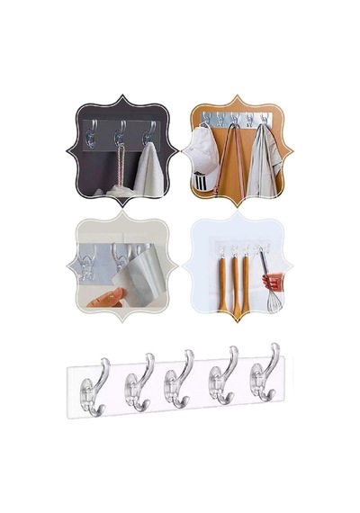 Şeffaf Güçlü Kendinden Yapışkanlı Kapı Duvar Askısı 6 x 6 CM 5'li