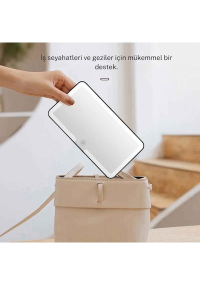 Monozone Şarjlı Led Araç Makyaj Aynası 3 Kademeli Işık Dokunmatik Hd Güneşlik Aynası Kadın Araç İçi Beyaz