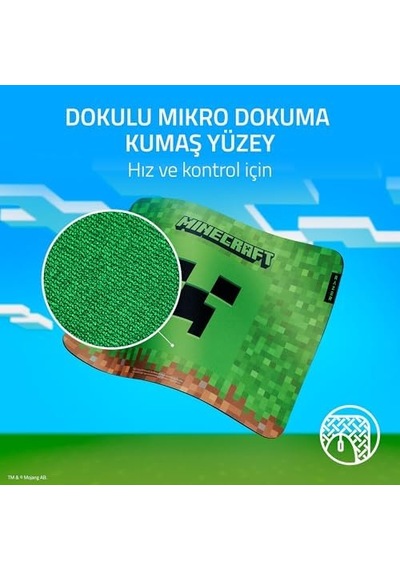 Razer Gigantus V2 Minecraft Edition - Hız Ve Kontrol İçin Yumuşak Oyun Mouse Matı Dokulu Mikro Örgü Yüzey, Kalın Kauçuk Köpük, Kaymaz Taban, 360mm X 275mm X 3mm Minecraft