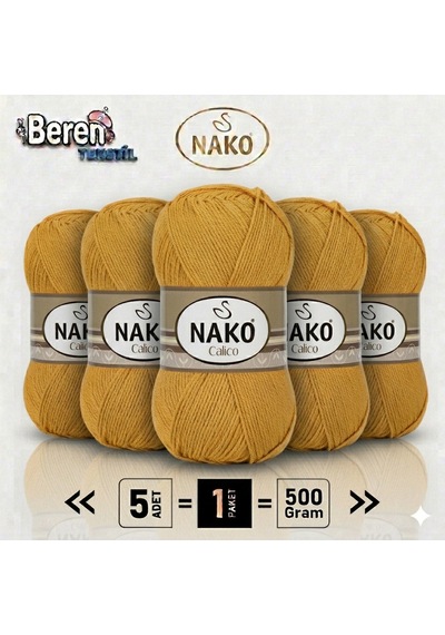 Calico- 01380 Oksit Sarı- 5'li Paket - 100gr/240m - El Örgü İpi - Amigurimi-hırka- Kazak- Şal-bebek İpi