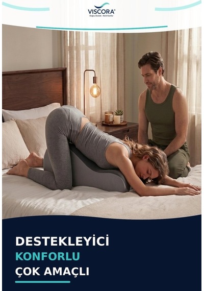 Çiftlere Özel Çok Amaçlı Visco Pozisyon Yastığı Kavisli Kama Destek Minderi 50 X 40 X 23 Cm Gri