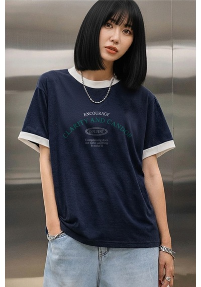 Uyguntarz Unisex Clarity Baskılı Tasarım Tshirt Lacivert