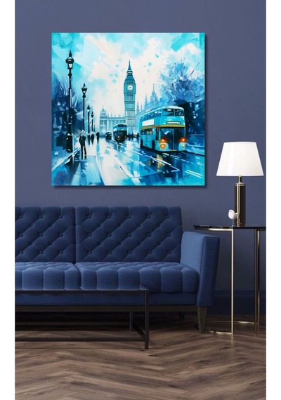 Manzara Şehir El Yapımı Yağlı Boya Tablo 96x95cm