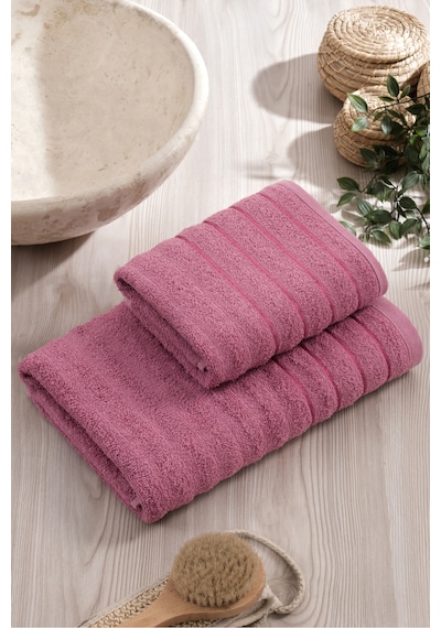 Eponj Home 2li Havlu Seti Dalga 50x85cm+70x140cm Mürdüm Mürdüm