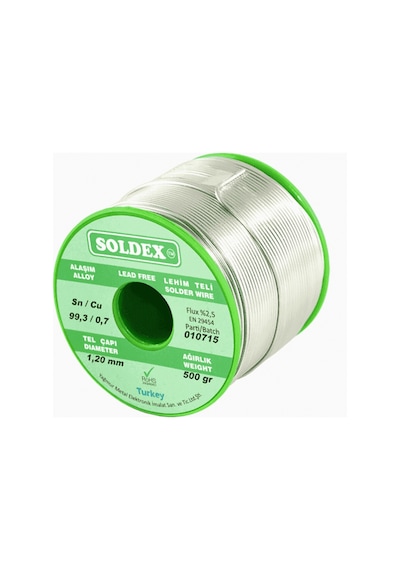 Soldex SCN100 Gümüşsüz Özel Alaşım Lehim Teli 500 Gr - 1.2 mm