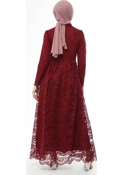İbrahim Burak Etiler Collection Ahunisa Henna Abiye Bordo 5646