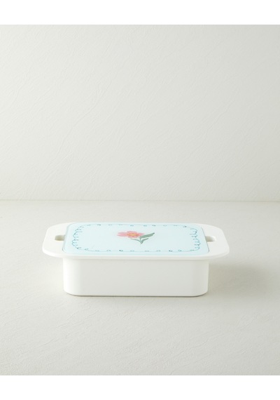 English Home Bright Floral Melamin 4'lü Cam Kapaklı Kahvaltılık 30x21 Cm Renkli Çok Renkli