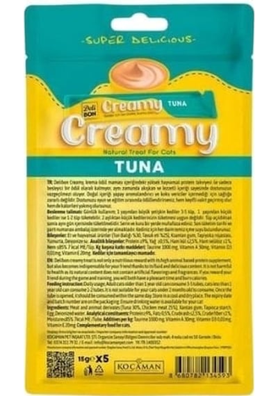 Delibon Creamy Ton Balıklı Sıvı Kedi Ödül Maması 5 x 15 G