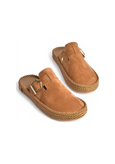 Fox Shoes Y596148402 Taba Süet Önü Kapalı Sapo Terlik