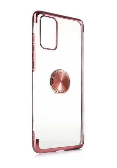 Galaxy Uyumlu S20 Kılıf Kenarları Renkli Yüzüklü Manyetik Silikon Siyah