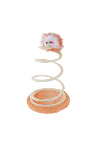 Spiral Yaylı Hareketli Kedi Oyuncağı Renkli Zıplayan Fare Figürlü Oyun Aparatı