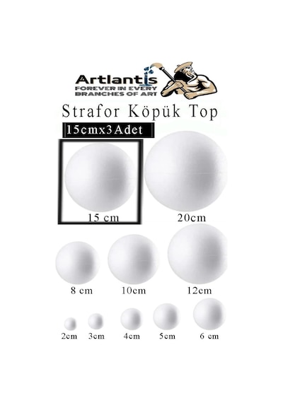 Strafor Köpük Top 15 Cm 3 Adet Köpük Top Küre Toplar Yuvarlak Strafor Köpük Top Okul Deney Hobi Sanat