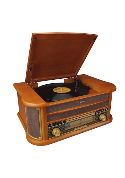 Mikado MN-P325 Dönence Ahşap Nostalji Pikap USB/Kaset/CD/Radyo/Bluetooth Plak Çalar Kumandalı