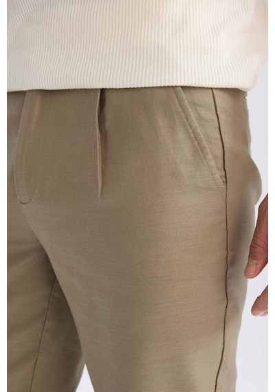 DeFacto %100 Pamuk Relax Fit Rahat Kesim Düz Paça Keten Görünümlü Yazlık Kumaş Pantolon D4251AX25SMBG755