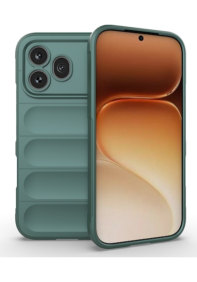 Maks Technology Honor 600 Pro 5g Kılıf Esnek Tpu Oyuklu Arka Yüzey Tasarımlı Mkst Etnik Silikon Kapak - Koyu Yeşil