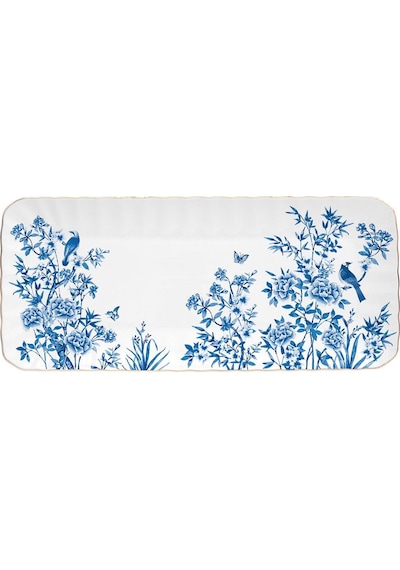 Easy Life Paradise Garden Porselen Servis Tabağı 36cm X 16cm Mavi