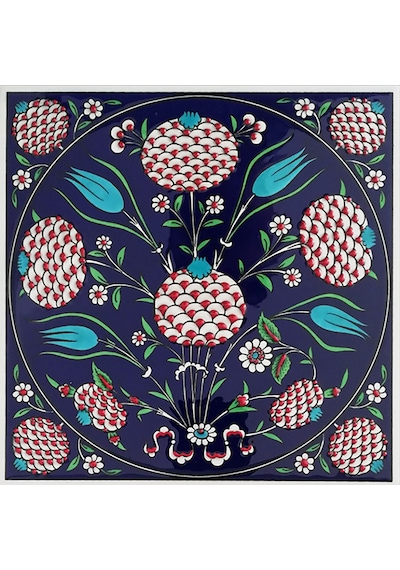 Armada Çini 20x20 Cm ED 336 Kobalt klasik nar Desenli Eldekoru Çi