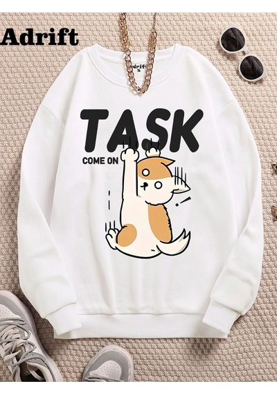 Adrift Task Come On Y2k Harajuka Style Sokak Trend Tasarım Harajuku/gotik Beyaz Beyaz