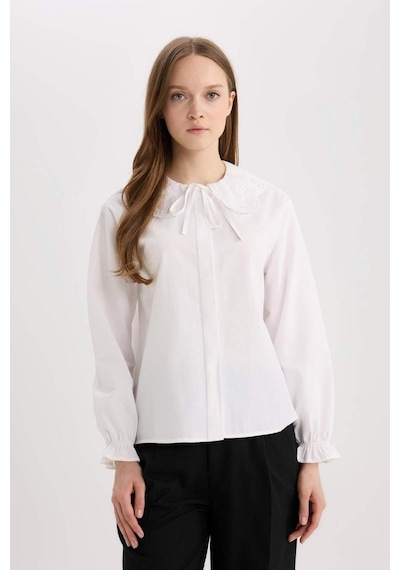 DeFacto Regular Fit Poplin Uzun Kollu Gömlek Tunik E4355AX25SPWT84