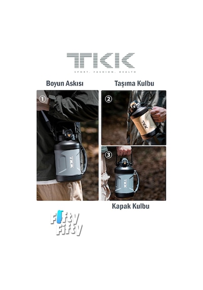 Tkk 1650 Ml Profesyonel Kamp Matarası/çelik Termos Çift Kullanım Pipetli/rahat İçim 12/24 Yalıtım -20281650 001