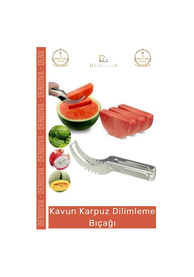 Dilimlemebıçağı Paslanmaz Çelik Mutfak Servis Sunum Pratik Meyve Kesici Kavun Karpuz Dilimleme Bıça Çok Renkli