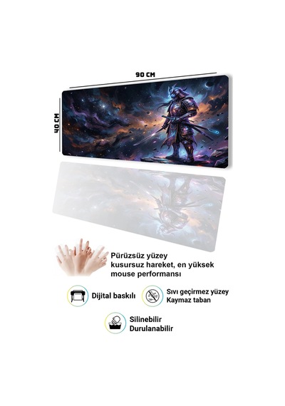 Sonictouch Evren Savaşçısı Samuray Dikişsiz Pürüzsüz Sıvı Geçirmez Xxl Gamer Klavye Mousepad 40x90cm