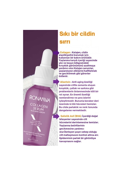 Ronanna Kolajen Serum - Botox Etkili, Allantoin, Salisilik Asit, Hyalüronik Asit - 30ml