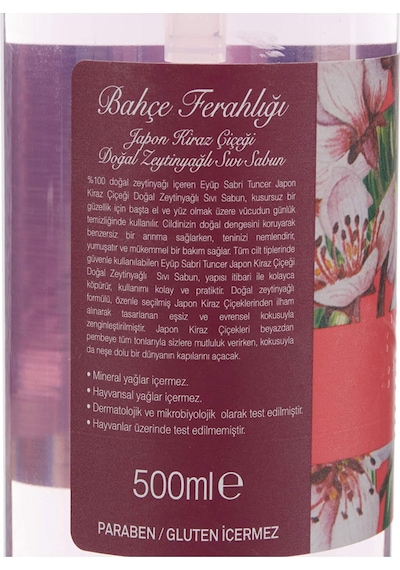 Eyüp Sabri Tuncer Japon Kiraz Çiçeği Doğal Zeytinyağlı Sıvı Sabun 500 ML