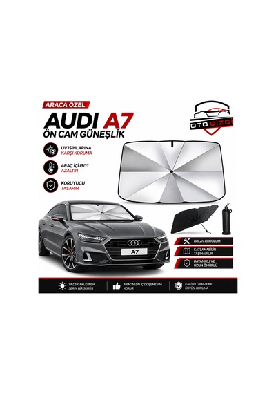 Audi A7 Şemsiye Tip Ön Cam Güneşliği Katlanabilir Uv Korumalı Araç Cam Güneşlik