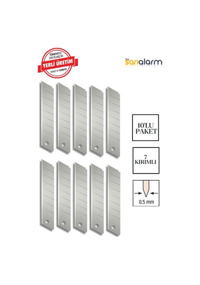 Geniş Maket Bıçağı Yedeği 10'lu Paket 18mm - Yerli Üretim